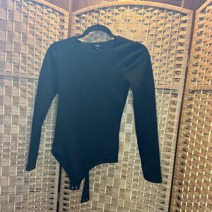 Express | Black | Long Sleeve Thong Bodysuit